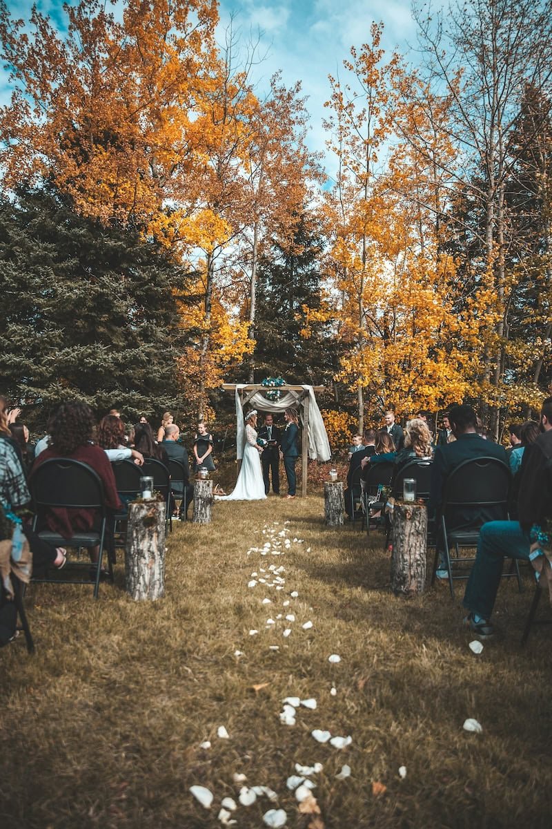 Wedding ceremony in the fall.